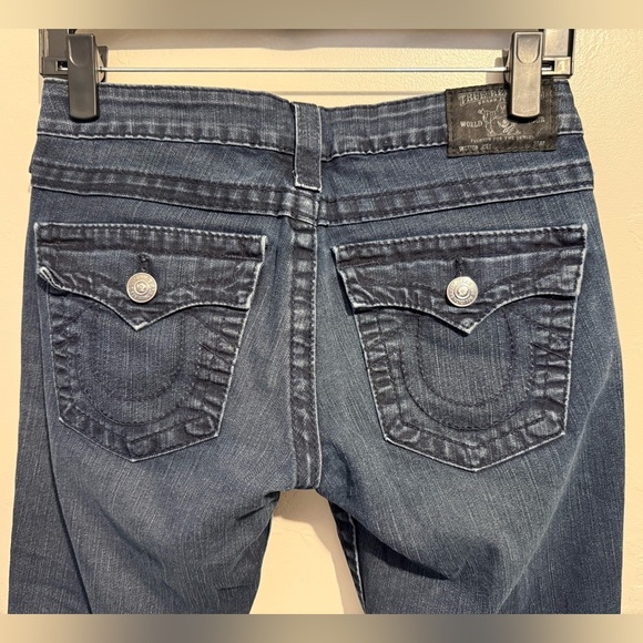 True Religion Dark Blue Flare Jeans Size 27 Y2K Retro Vintage Classic Pockets - Picture 11 of 16